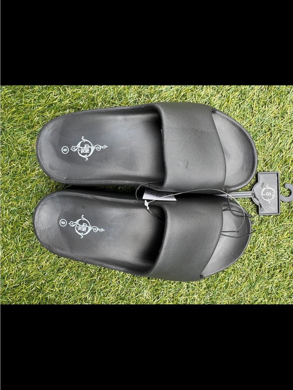 Ladies Platform Black EVA slide sandals size 8